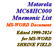 Information - Motorola MC68HC000 Mnemonic List