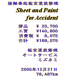Information - Sheet and Paint for Accident